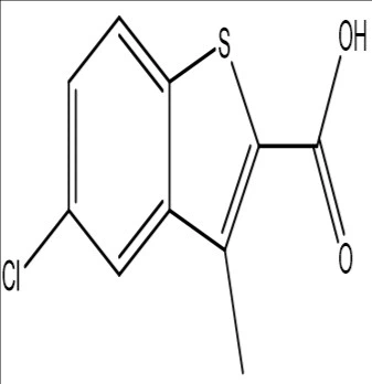 5- chloro -3- methyl -1- benzothiophene -2- karboxylová kyselina; CAS NO.: 50451-84-8